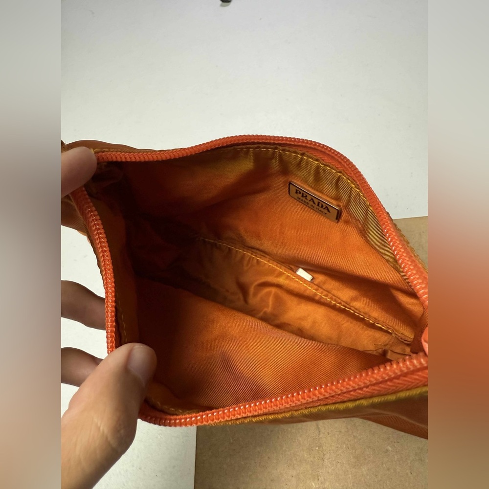 PRADA Nylon Triangle Logo Shoulder Handbag Orange Made in Italy - Picture 11 of 16